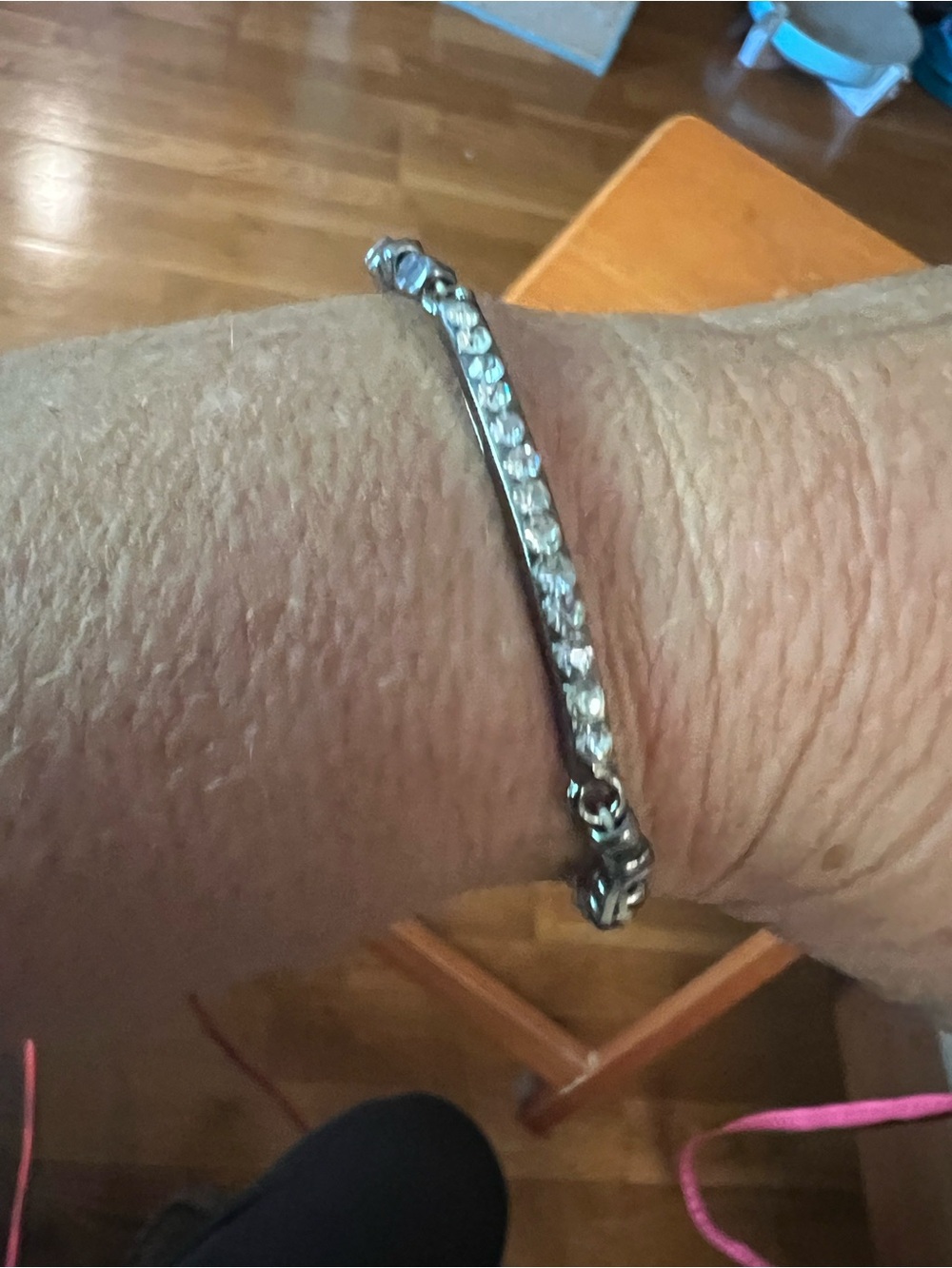 Silver-Tone Crystal Bar Bracelet - Elegant Women's Jewelry